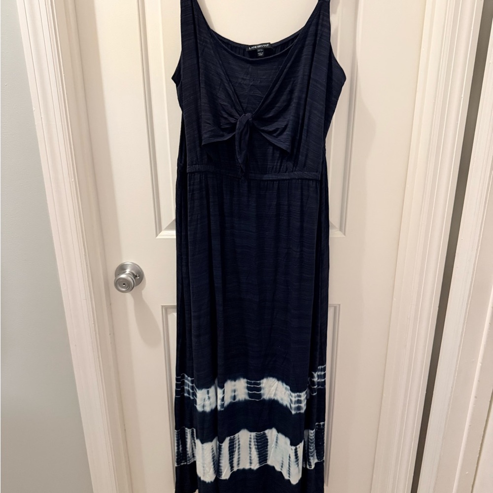 Lane Bryant Navy and White Maxi Dress